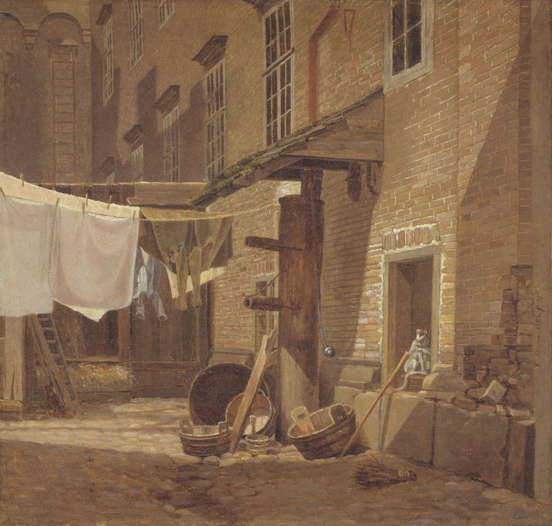 The Rear Courtyard of Charlottenborg Palace by Frederik Sødring, medium unknown