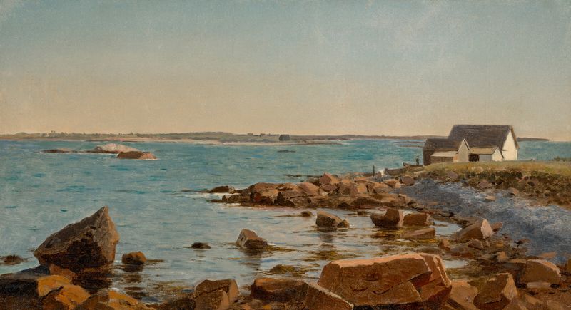 Marine scene with silvery waves and cliffs by William Stanley Haseltine, oil painting