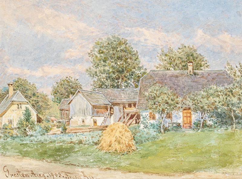Landscape with vibrant greens and blues, oil painting by Franz Alt