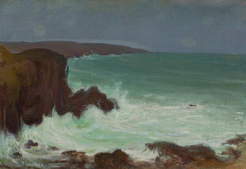 Tempestade de ondas de Władysław Ślewiński, pintura a óleo que retrata ondas do oceano