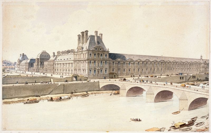 Arquitetura do Palácio de Tuileries na luz dourada, pintura a óleo de Fédor Hoffbauer