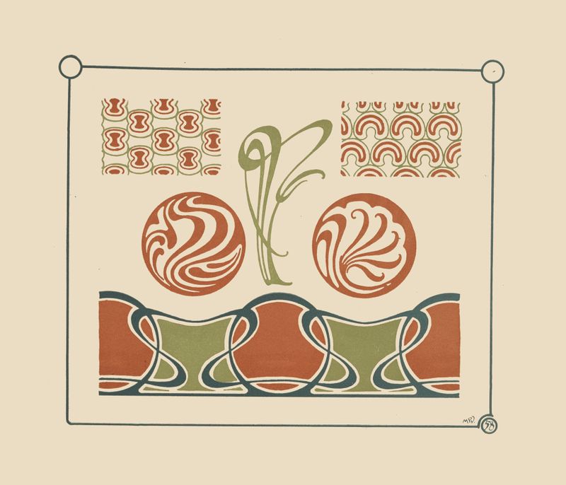 Abstract design featuring organic forms and arabesques by Maurice Pillard Verneuil