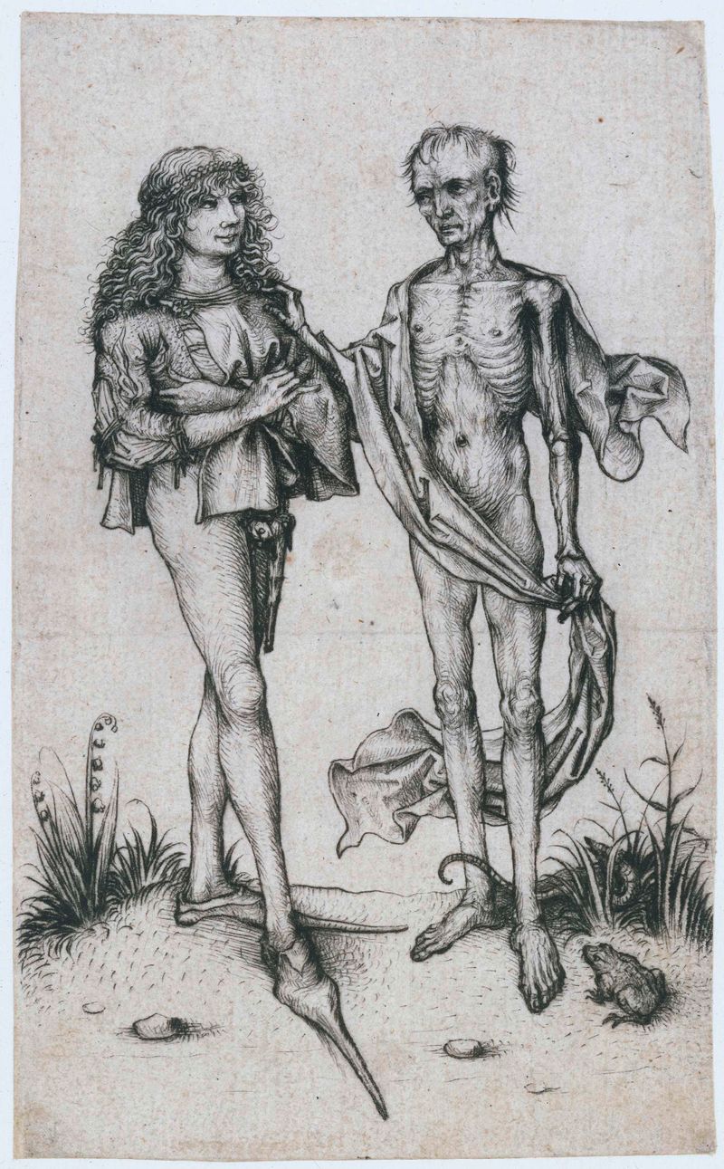 Jongeman en de Dood, ponta seca de Meester van het Amsterdamse Kabinet, retratando um jovem e um esqueleto.