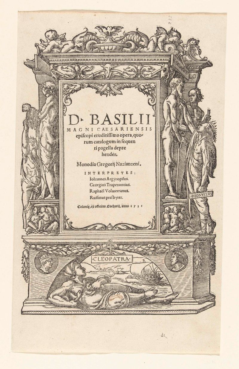 Gravura de Hans Holbein mostrando Cleópatra e Dionísio I roubando dos deuses.