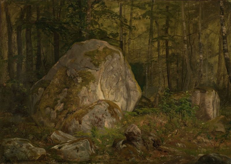 Landscape with light and shadows, oil painting by Amaldus Nielsen