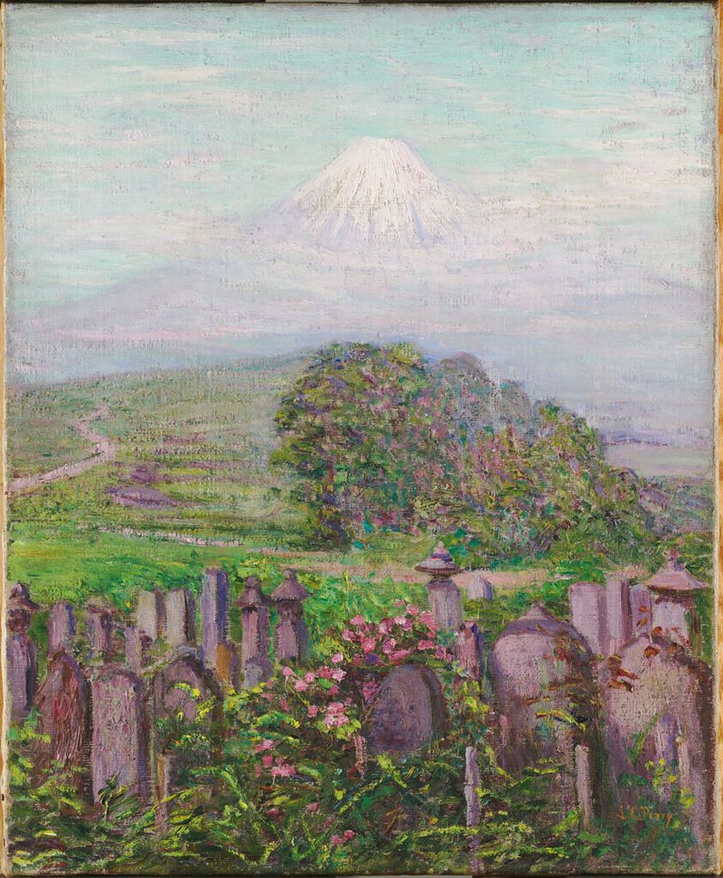 Mt. Fuji with Gravestones, oil on canvas by Lilla Cabot Perry