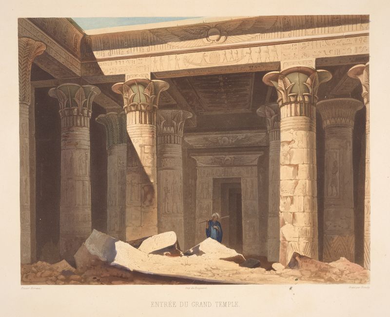 Architecture of a temple entrance with light and shadow by Hector Horeau