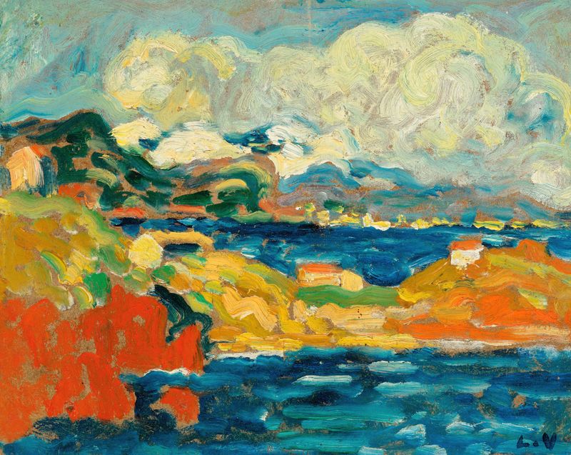 Coastal landscape with waves and sunlight, oil painting by Louis Valtat