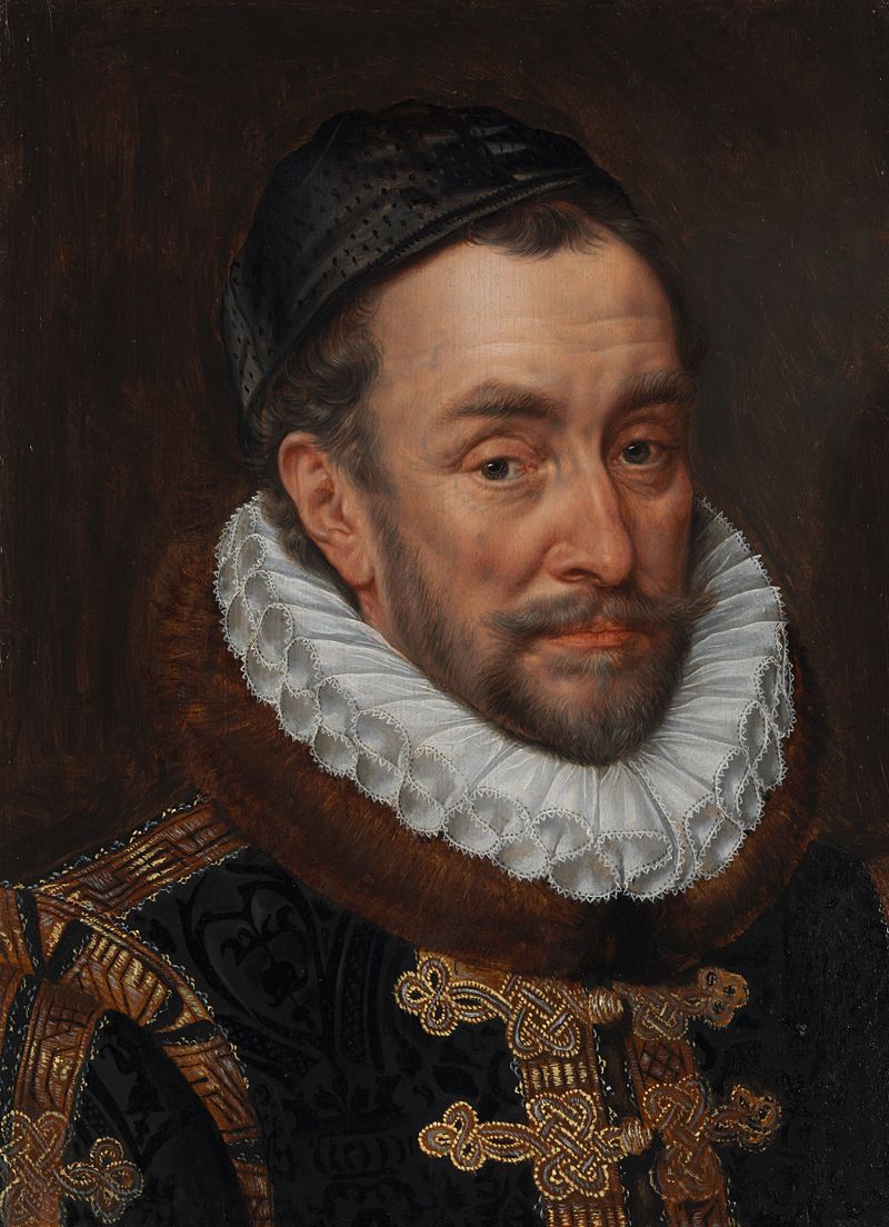 Retrato de Guillermo I, Príncipe de Orange, óleo sobre panel de Adriaen Thomasz. Key