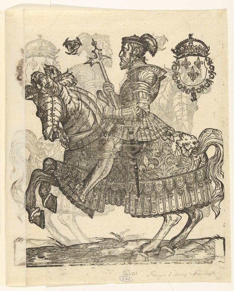 Retrato de Enrique II de Francia a caballo, papel de Cornelis Anthonisz