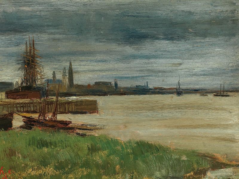 River scene with soft hues, oil painting by Henri Evenepoel
