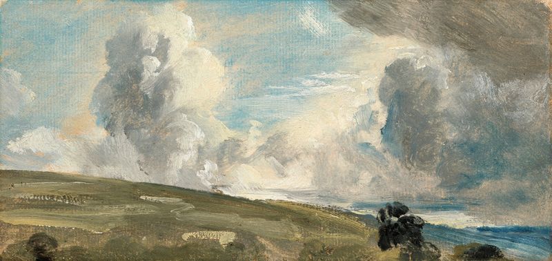 Cloud Study de John Constable, óleo que retrata nuvens dramáticas e luz.