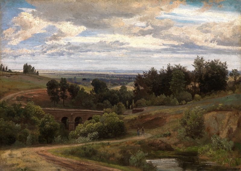 Paisagem de Das Melbtal bei Bonn, pintura a óleo de Johann Wilhelm Schirmer