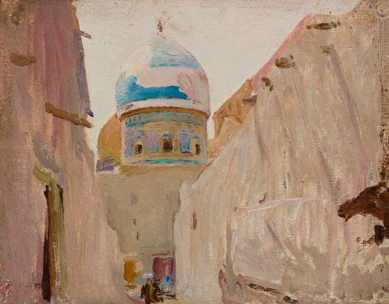 Paisaje de Bukhara de Jan Ciągliński, pintura al óleo
