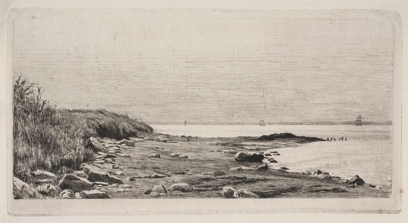 Marine scene with sunlit figures and waves, oil on canvas by Carl Bloch
