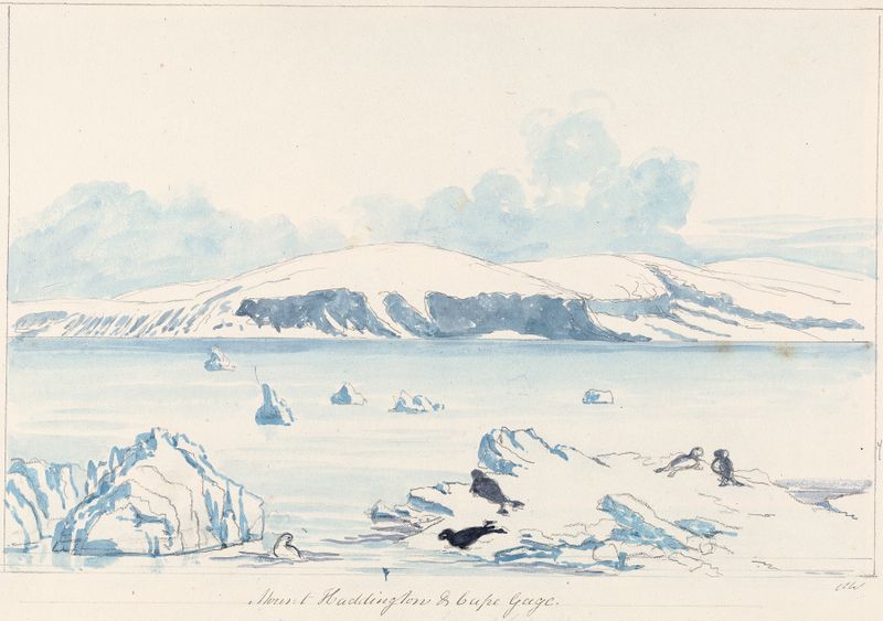 Paisagem de Mount Haddington & Cape Gage por Charles Hamilton Smith, meio desconhecido
