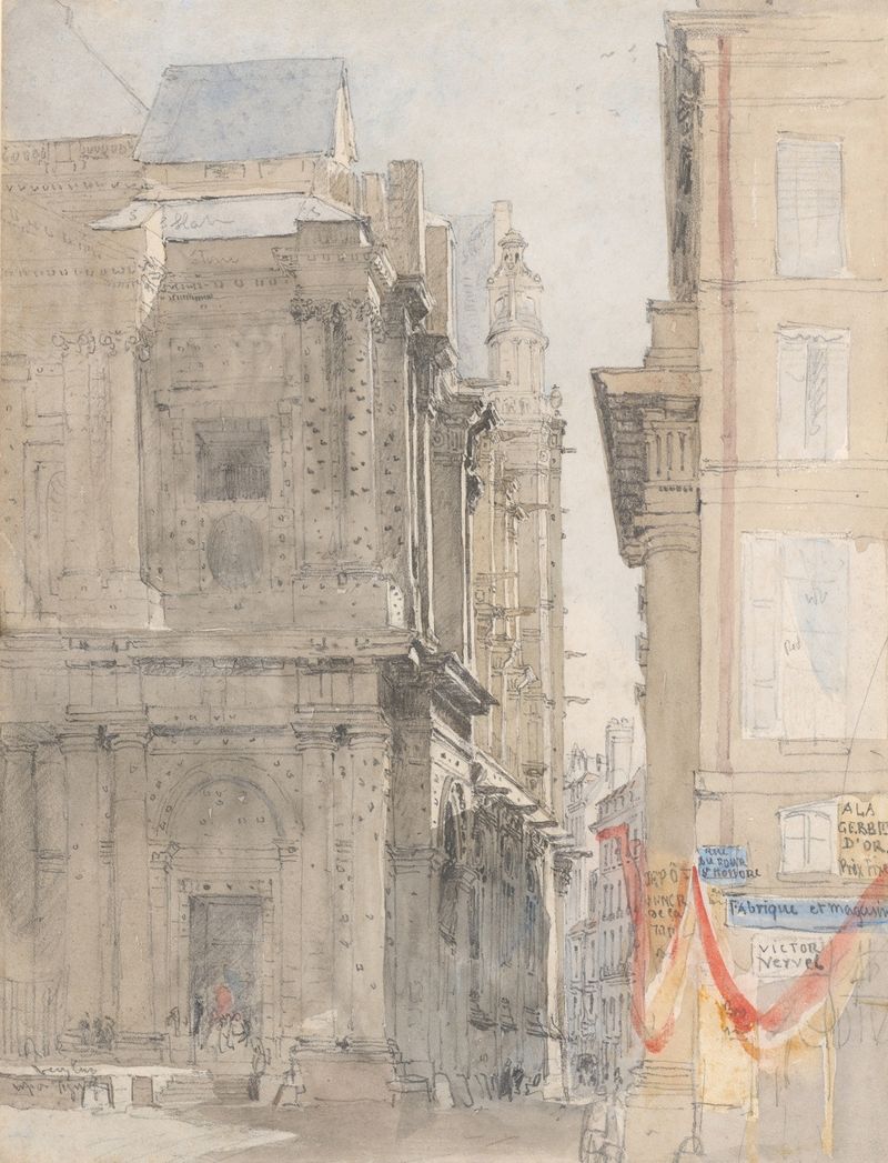 St. Eustache, París de David Cox, acuarela sobre papel