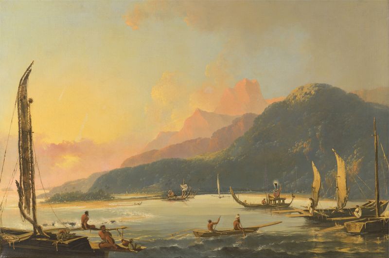 Tahitian War Galleys in Matavai Bay, oil on canvas by William Hodges