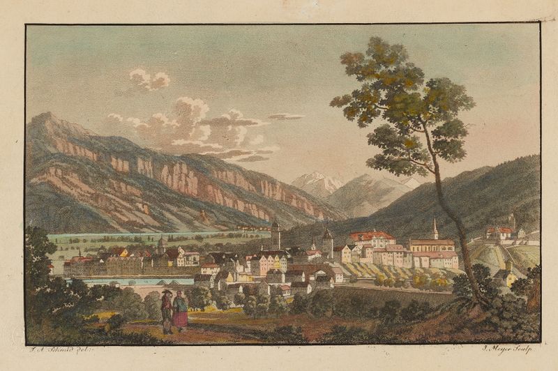 Paisaje de David Alois Schmid, Modernismo, que representa una escena tranquila con azules y verdes suaves.