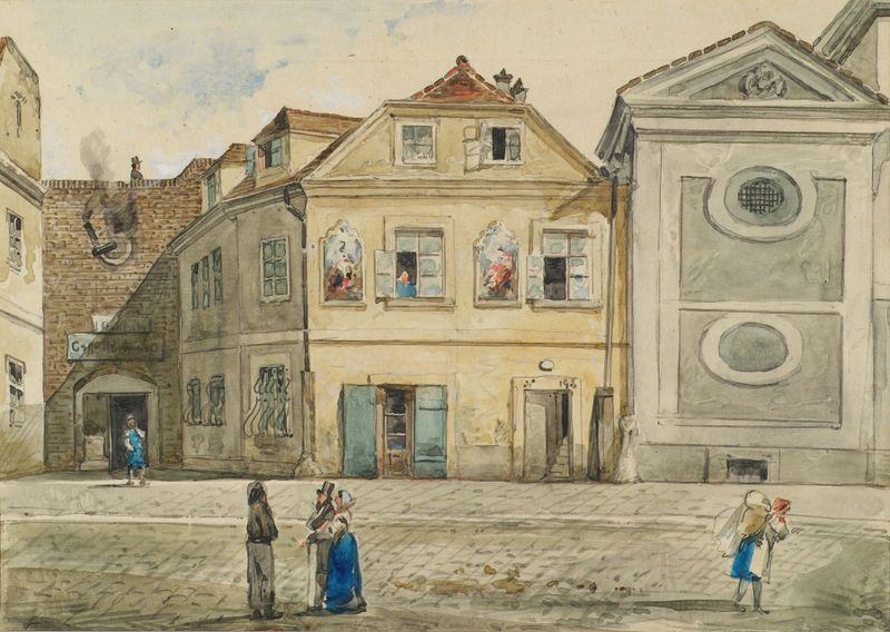Das Scharfrichterhaus in Wien by Emil Hütter, oil on canvas depicting a historic building