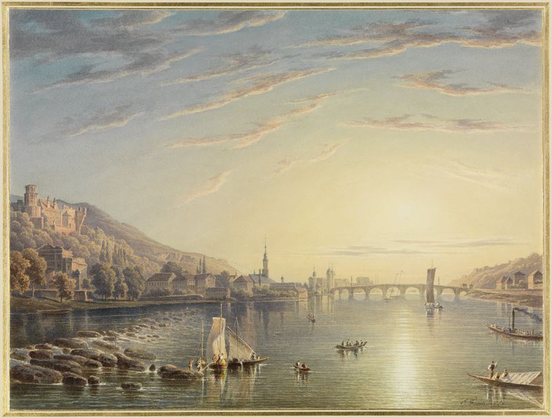 Landscape with a river and hills, oil painting by Carl Ludwig Frommel
