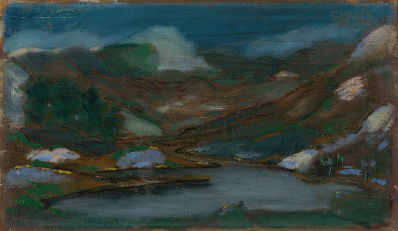 Mountain landscape in oil on canvas by Ferdinand Katona