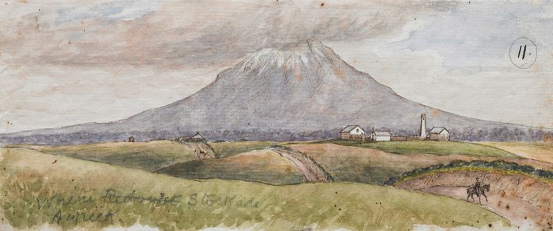 Waihi Stockade by George Sherriff, realism artwork depicting a historical landscape.