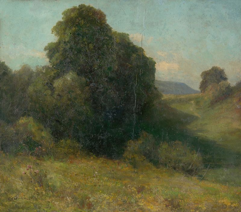 Landscape of Šariš Valley by Ľudovít Čordák, oil on canvas