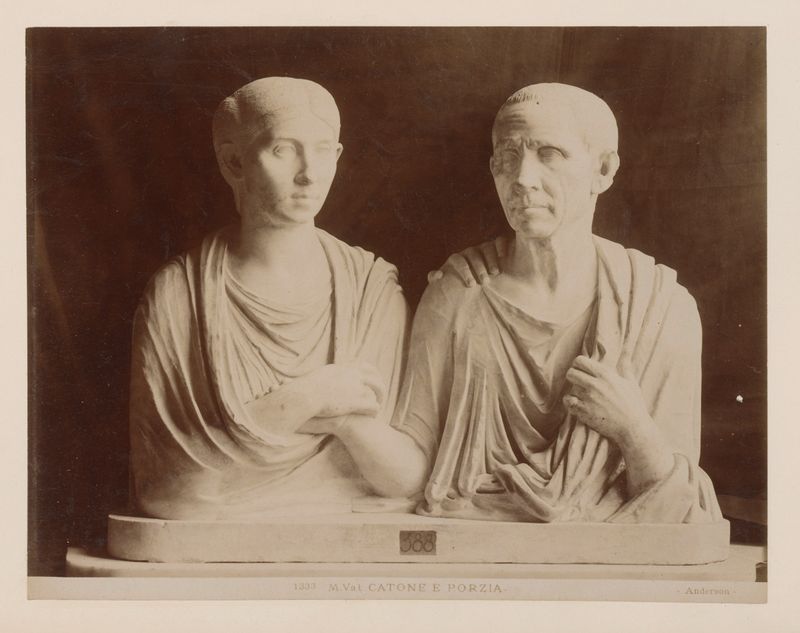 Sculptuur van Cato de Jongere en zijn dochter Porcia, albumen print by James Anderson