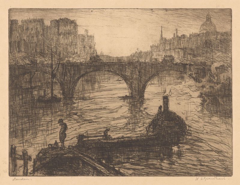 Londen de Willem Adrianus Grondhout, impresionismo, paisaje