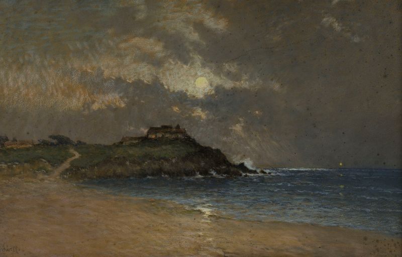 Marine scene depicting the sea and sky by Marie-Joseph-Leon Clavel, oil painting