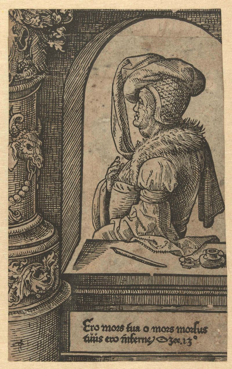 De profeet Hosea, obra en papel de Jacob Cornelisz van Oostsanen, que representa al profeta en contemplación.