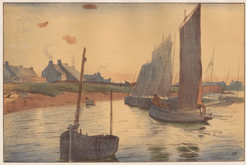 Cena marinha representando ondas e horizonte de Raoul André Ulmann, pintura a óleo