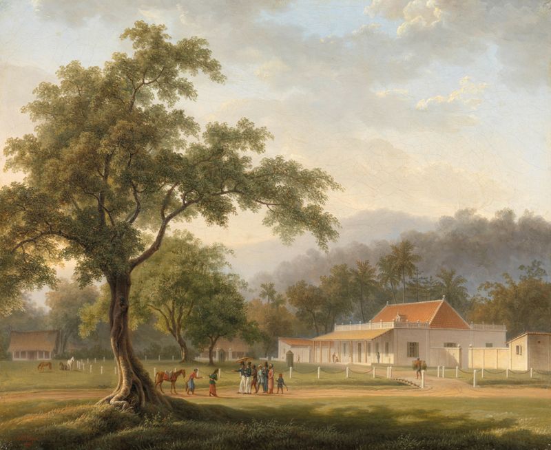 Arquitetura da casa com luz do sol e sombras, óleo de Auguste Antoine Joseph Payen
