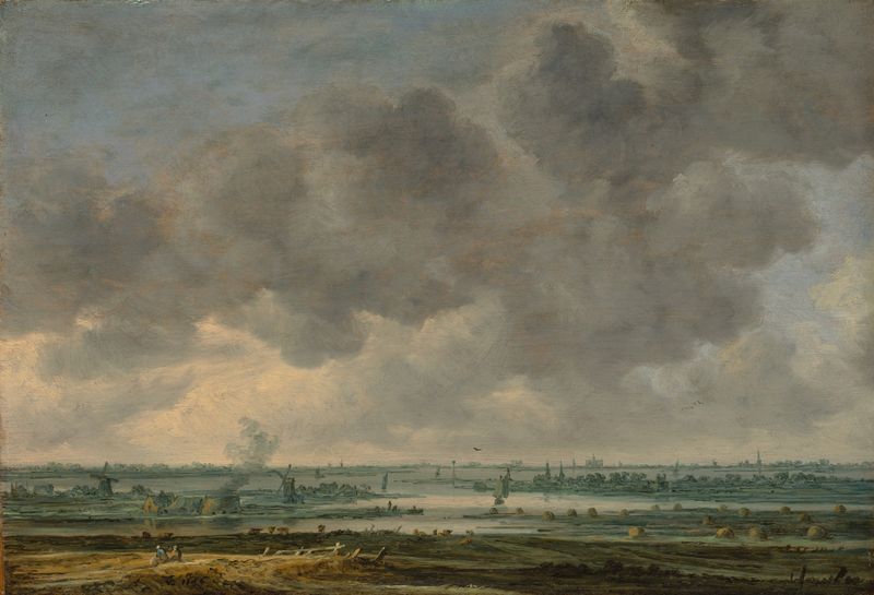 Paisaje que representa el horizonte de Haarlem y el Haarlemmer Meer, óleo de Jan van Goyen