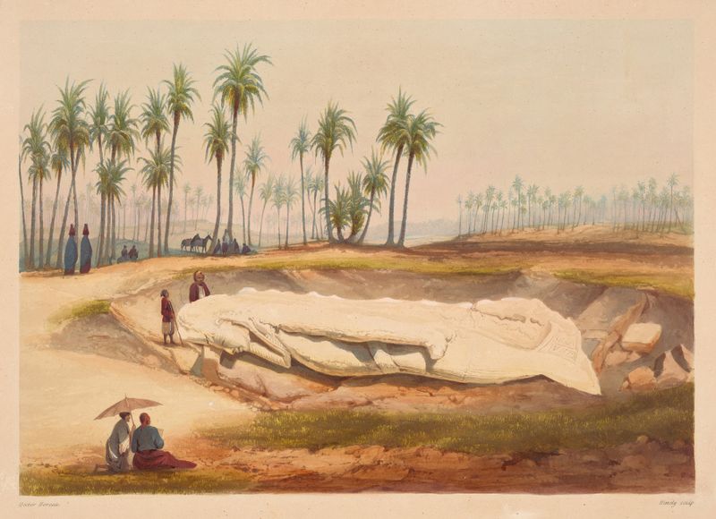 Engraving of the Colosse de Memphis by Hector Horeau