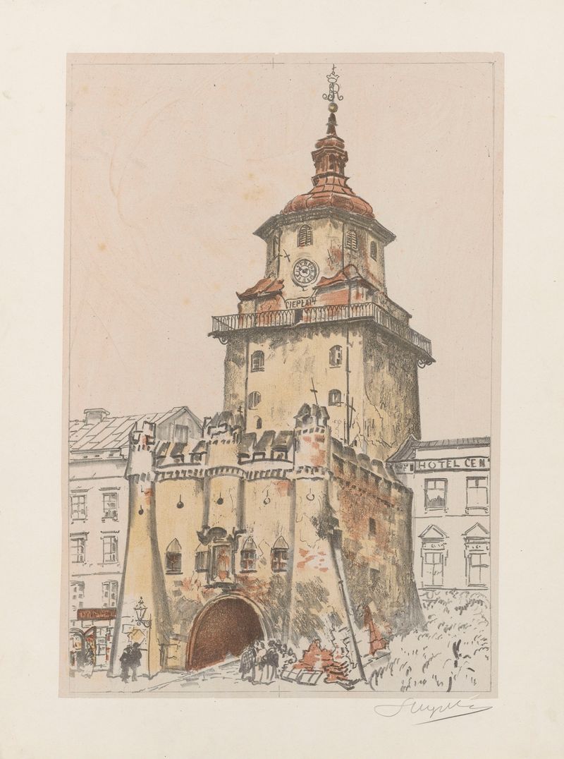 The Krakow Gate in Lublin, summer, oil painting by Leon Wyczółkowski