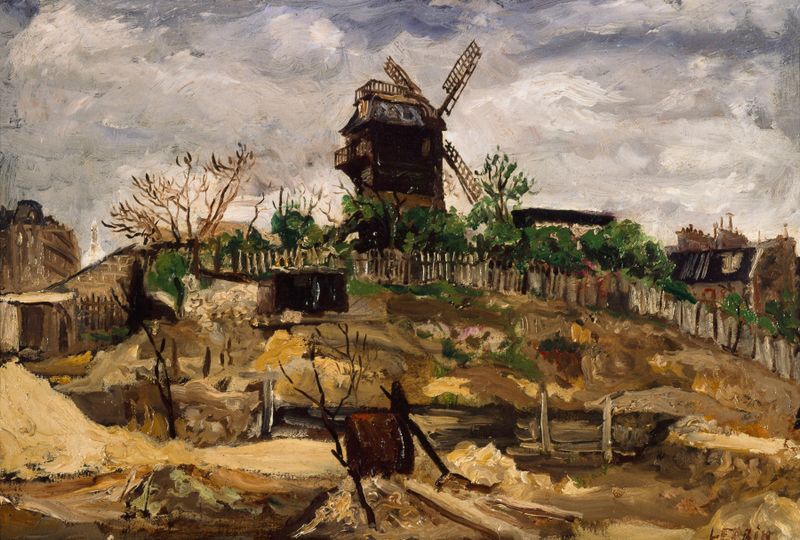 Le moulin de la Galette de Marcel Leprin, Impressionismo, retratando uma cena de gênero parisiense animada