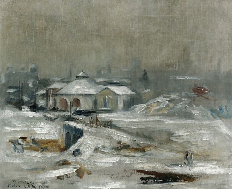 La Gare Du Chemin De Fer De Sceaux de Édouard Manet, óleo sobre lienzo que representa una animada escena de estación de tren.