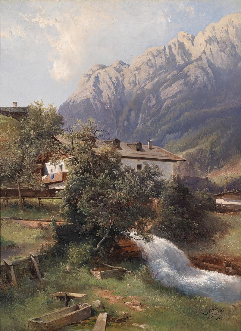 Landscape with vibrant colors by Carl Franz Emanuel Haunold, Post-Impressionism