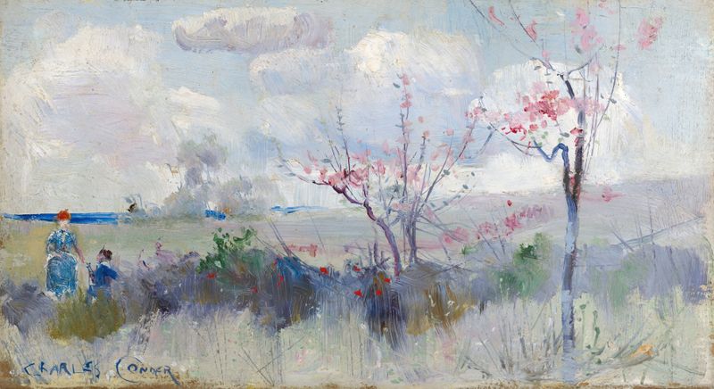 Botanical scene of pink blossoms by Charles Conder, Post-Impressionism