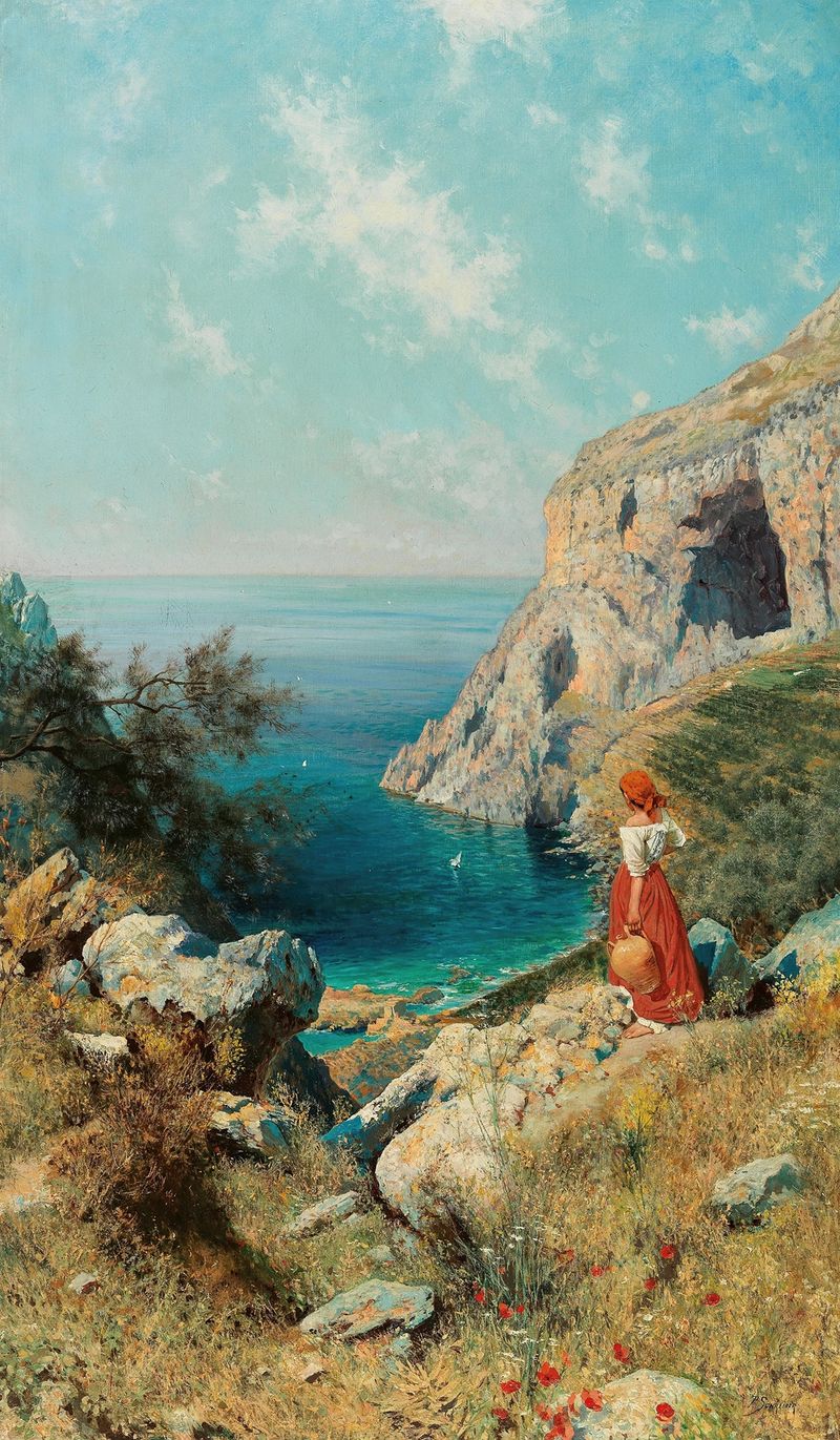 Paisagem de Capri por P. Schreiber, Pós-Impressionismo