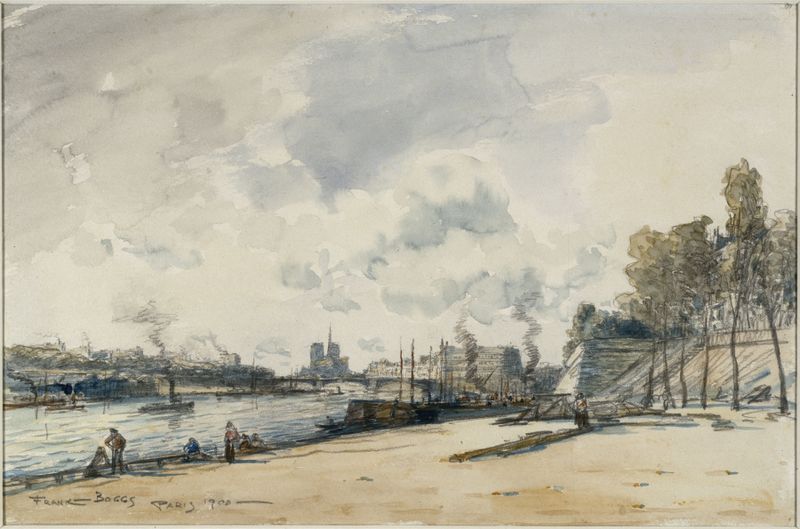 Paisaje del río Sena con el Puente de Sully, óleo sobre lienzo de Frank Myers Boggs