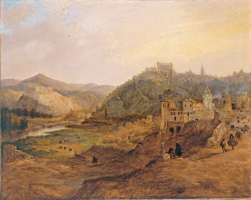 Landscape of Toledo with canons, oil painting by Genaro Pérez Villaamil