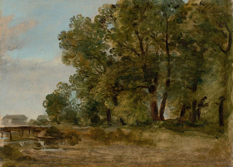 Lush greenery and trees in a gentle breeze, oil painting by Johann Georg von Dillis