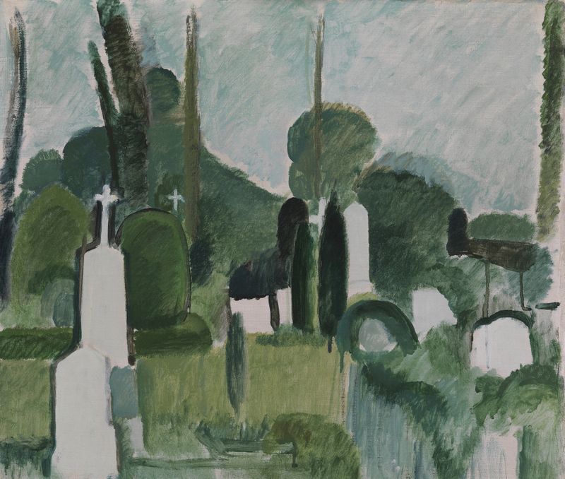 The Churchyard in Svanninge, oil on canvas by Harald Giersing