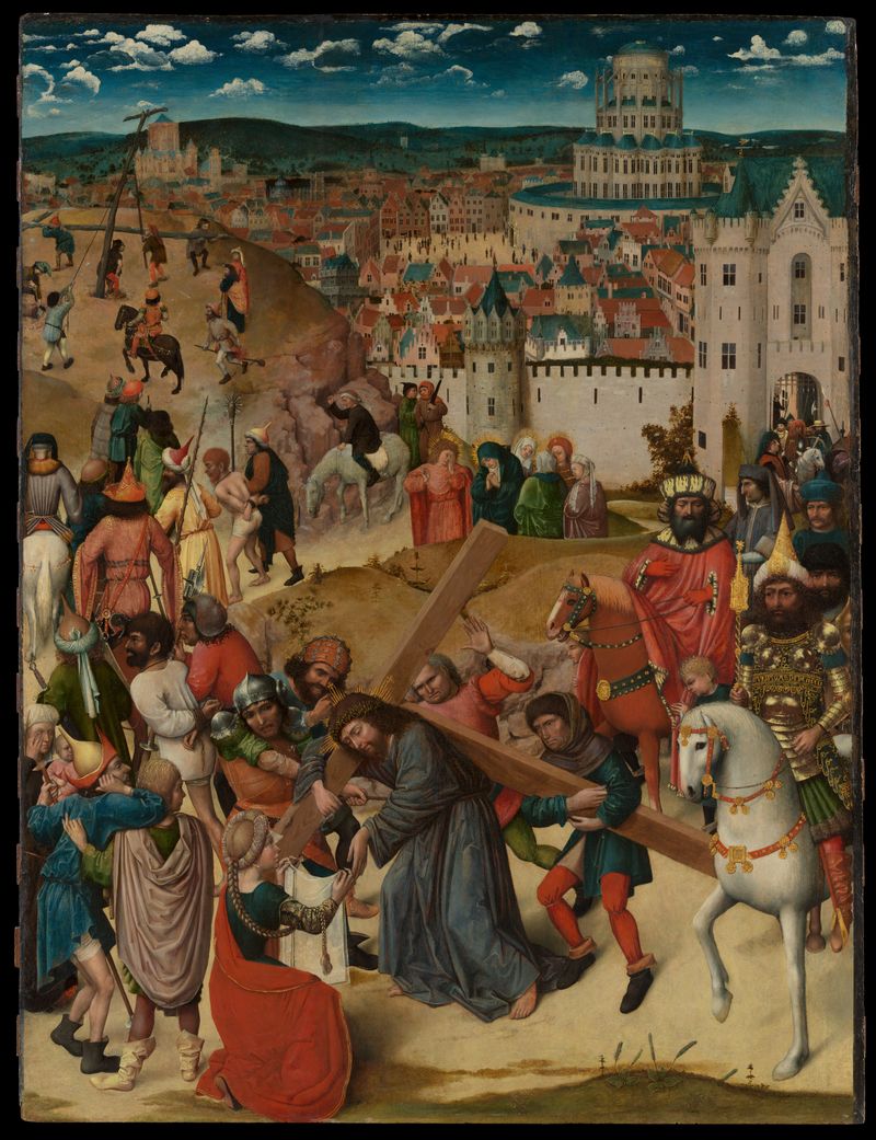 Cristo Cargando la Cruz, medio de madera, Pintor del Norte de los Países Bajos