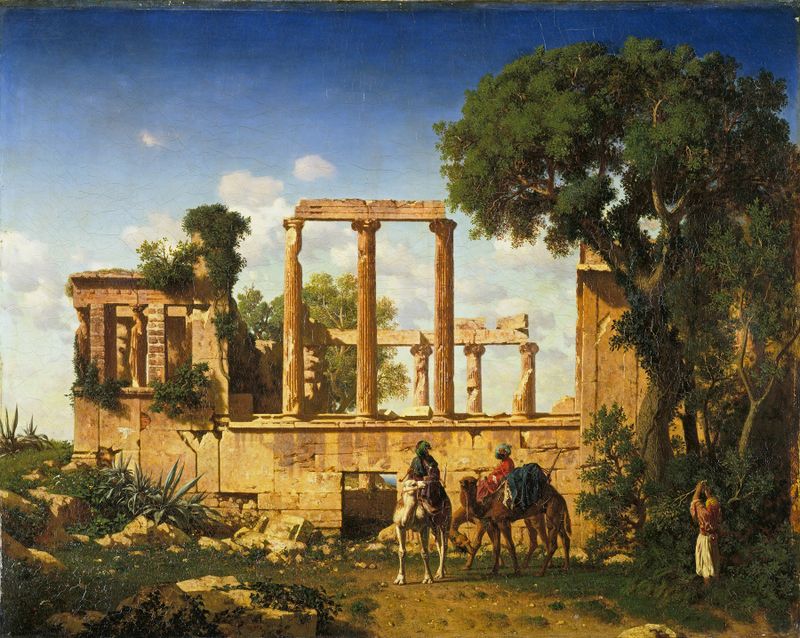 The Erechtheion, oil on canvas by Prosper Marilhat, features detailed columns and marble architecture.