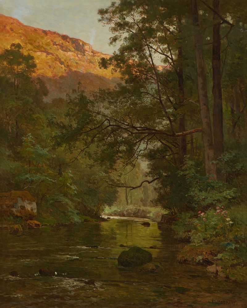 Bord de rivière, effet de lumière, dans le Doubs, óleo sobre lienzo de Marie-Victor-Emile Isenbart