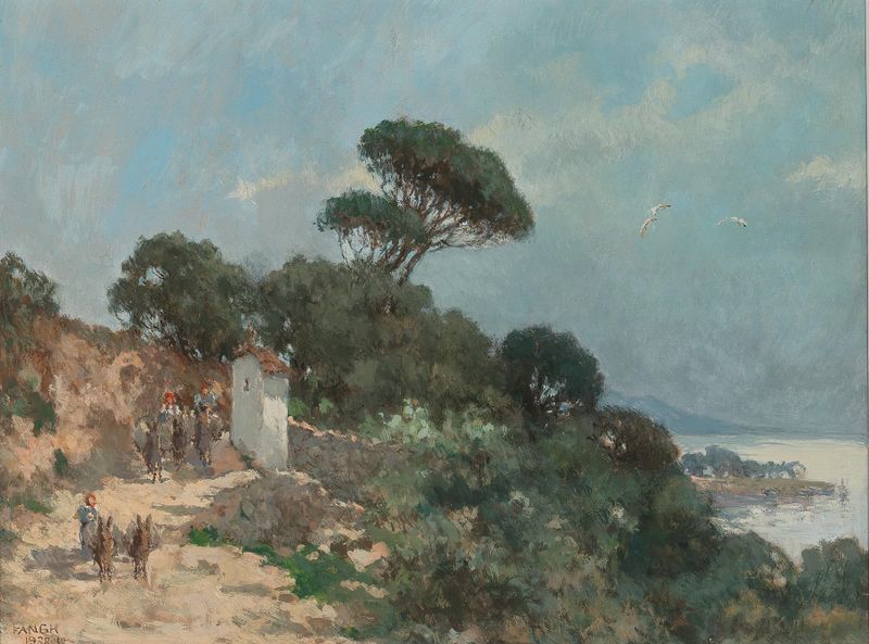 Southern landscape with donkeys de Desiderius Fangh, realismo